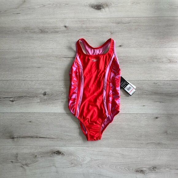 Speedo Splice Racerback One Piece Bittersweet print 10 NWT IN PACKAGING - Picture 7 of 9